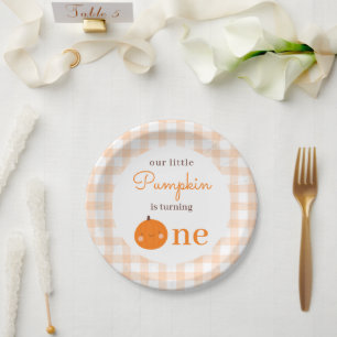 Prato De Papel Nossa Pequena rua Pumpkin Laranja Cai Primeiro Ani