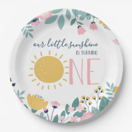Prato De Papel Nossa Pequena Sunshine boho Floral Aniversário