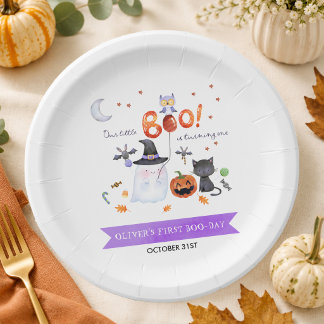 Prato De Papel Nossas Pequenas Placas de Boo de 1º Aniversário
