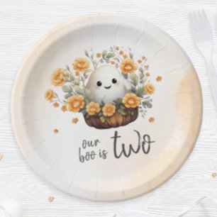 Prato De Papel Nosso Boo é Dois Fantasmas Aniversário