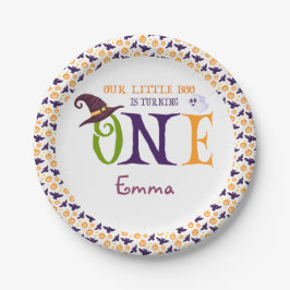 Prato De Papel Nosso Pequeno Boo Virando Um, primeiro aniversario