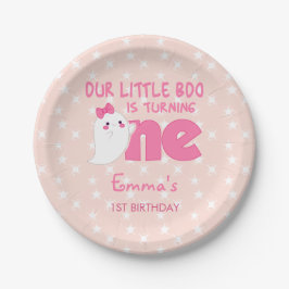 Prato De Papel Nosso Pequeno Boo Virando Um, primeiro aniversario