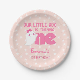 Prato De Papel Nosso Pequeno Boo Virando Um, primeiro aniversario