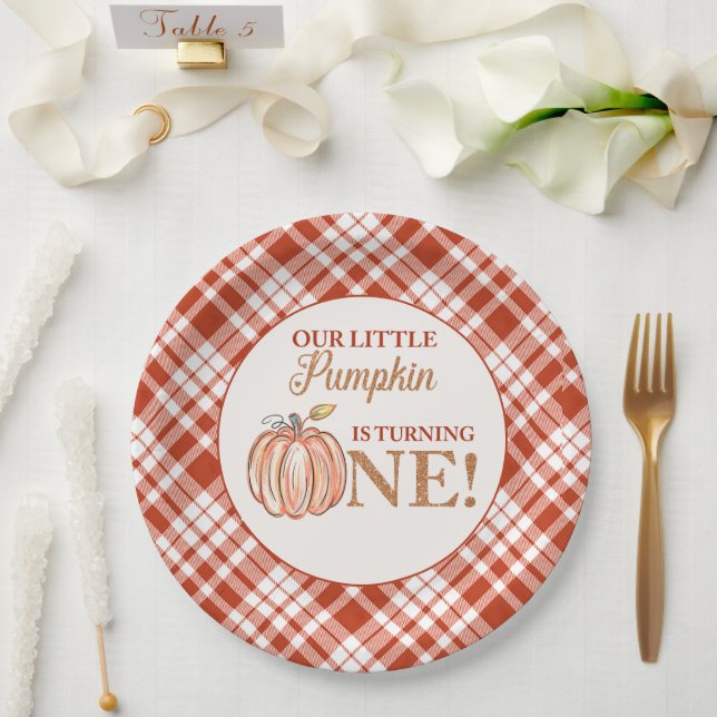 Prato De Papel Nosso pequeno primeiro aniversario floral vermelho (Casamento)