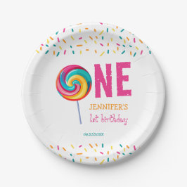 Prato De Papel Nosso Pequeno primeiro aniversario Lollipop