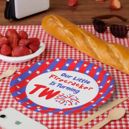 Prato De Papel Nosso Pequeno segundo aniversário Firecracker