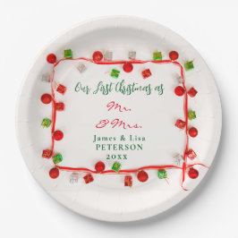 Prato De Papel Nosso Primeiro Natal como Sr. & Sra.