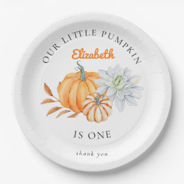 Prato De Papel Nossos Pequenos primeiros aniversarios De Abóbora 