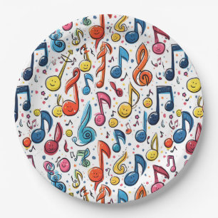 Prato De Papel Notas Musicais Kawaii Art Design