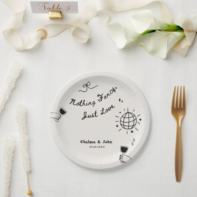Prato De Papel Nothing Fancy Just Love French Handwritten Wedding (Casamento)