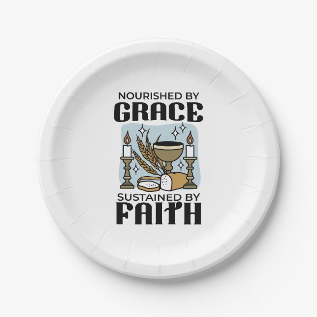 Prato De Papel Nourished by Grace, Sustained by Faith Design (Frente)