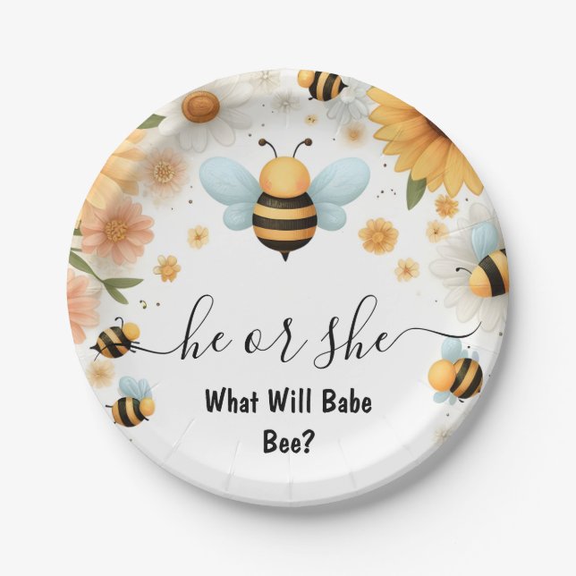 Prato De Papel Nova Inseto Daisy Bloom Rustic Busy Bee Revelação  (Frente)