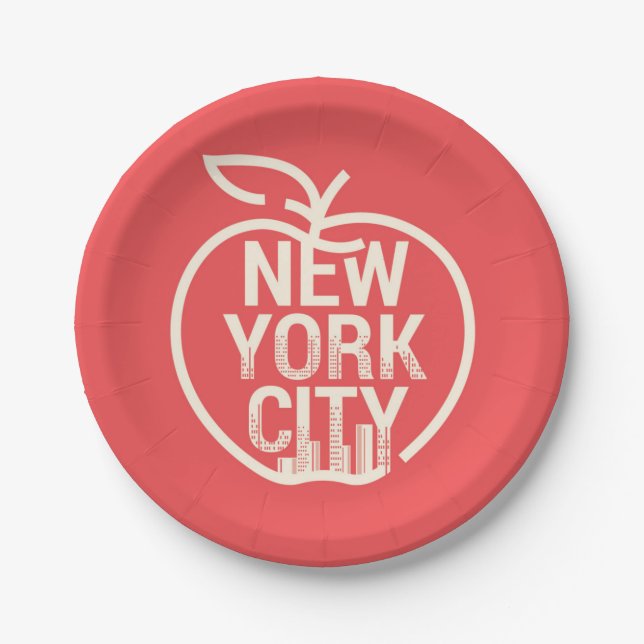 Prato De Papel NOVA IORQUE Skyline Big Apple Modern Red (Frente)