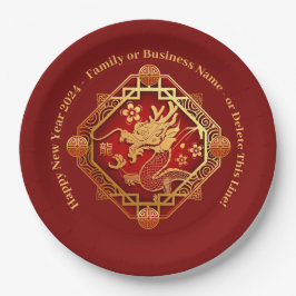 Prato De Papel Novo Ano Chinês 2024 Adicionar Dragão