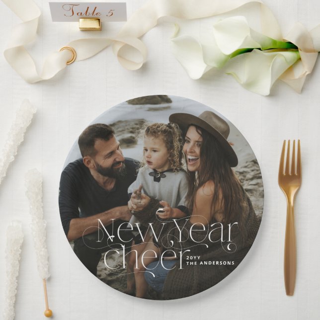 Prato De Papel Novo ano Fotografia elegante Art Deco (Casamento)