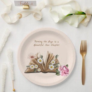 Prato De Papel Novo Capítulo Começa Virando a Página Floral