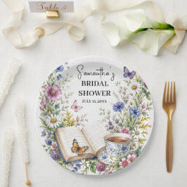 Prato De Papel Novo Capítulo do Livro Borboleta Floral Chá de Noi