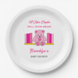 Prato De Papel Novo Capítulo Teddy Bear Rosa-Rosa Chá de fraldas 