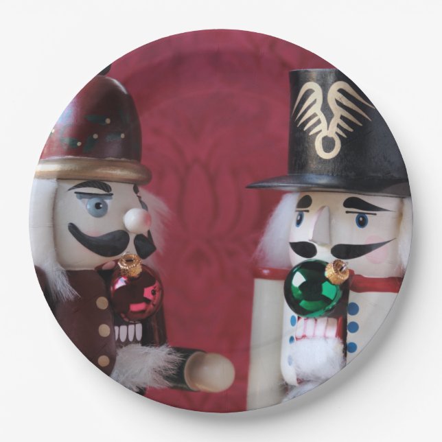 Prato De Papel Nozes-crackers com ornamentos (Frente)