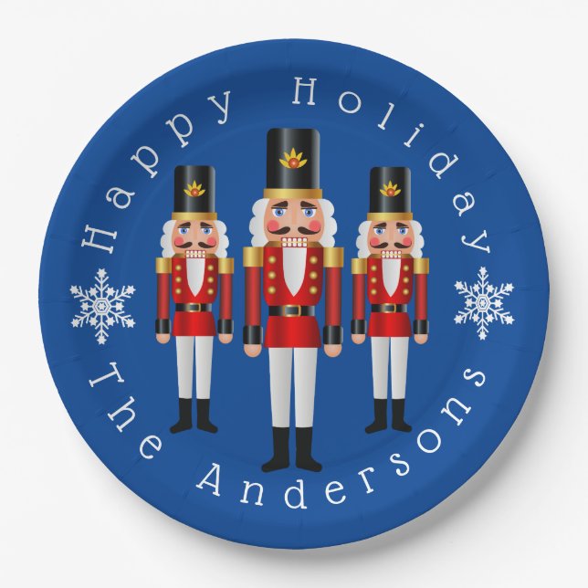 Prato De Papel Nozes de Natal Vermelho e Branco Personalizam (Frente)