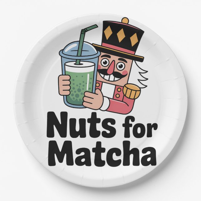 Prato De Papel Nozes Para Bebida de Matcha Quebra-Nozes de Natal (Frente)
