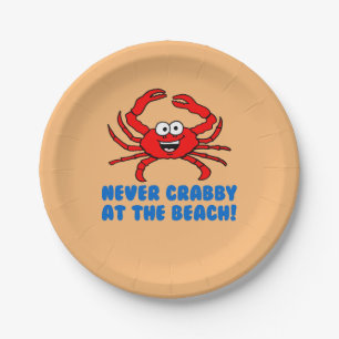 Prato De Papel Nunca Crabby na praia