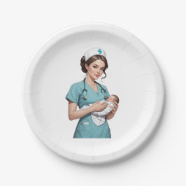 Prato De Papel Nurse Holding Newborn – Gentle Care Medical Design