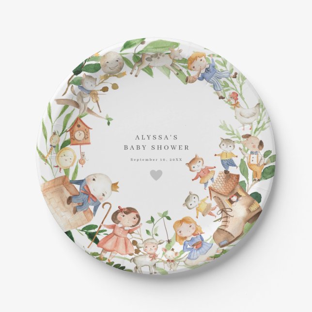 Prato De Papel Nursery Rhymes Baby Shower Paper Plates (Frente)