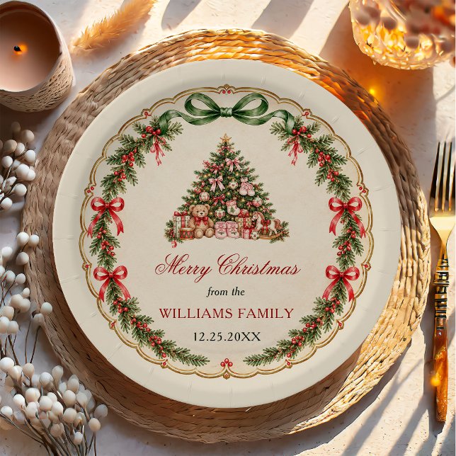 Prato De Papel Nutcracker red bow Christmas Party (Criador carregado)