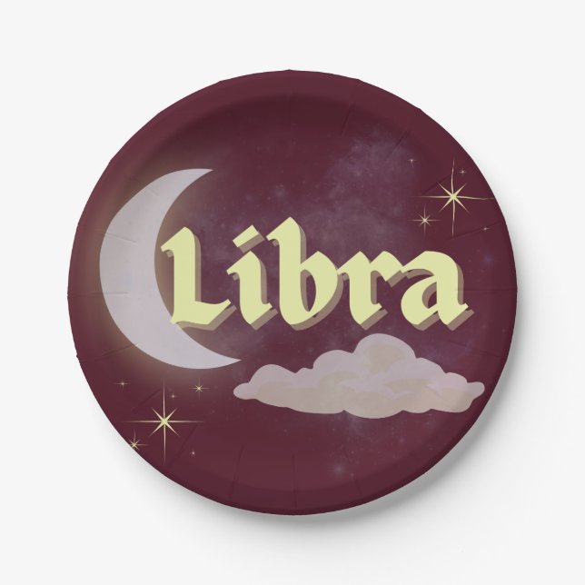Prato De Papel Nuvem de Lua Libra Celestial Stars Astrologia (Frente)