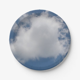 Prato De Papel Nuvens Cumulus Puffy no Céu Azul