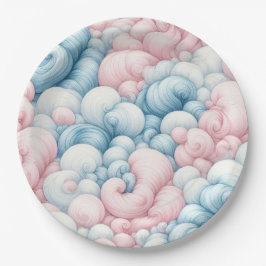 Prato De Papel Nuvens de Algodão Doce