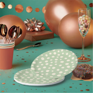 Prato De Papel Nuvens de Bi-plane Art Deco - bolinhas verdes crem