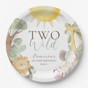 Prato De Papel Nyala Safari Animais Selvagens Dois Segundo Aniver