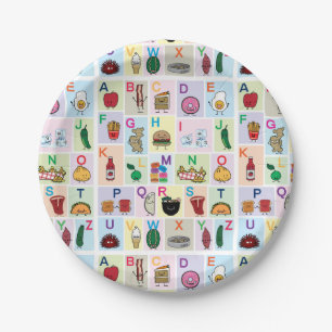 Prato De Papel O alfabeto de ABC que aprende alimentos felizes