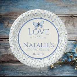 Prato De Papel O Amor Azul Dusty Está No Chá de panela Floral De 