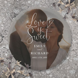 Prato De Papel O Amor É Doce Elegante Foto de Casamento Moderna