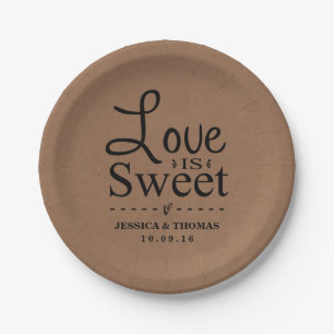 Prato De Papel O amor é doce! Placas de papel do casamento feito