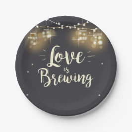 Prato De Papel O amor está criando papel Plates churrasco de ensa