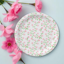 Prato De Papel O Amor Está em Flor Rosa Chuveiro de Noiva Floral