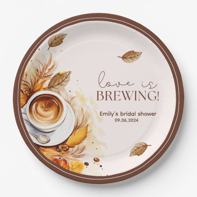 Prato De Papel O amor está fazendo café Chá de panela Brunch (Frente)