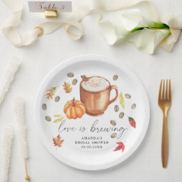 Prato De Papel O amor está fazendo Chá de panela de café da abóbo