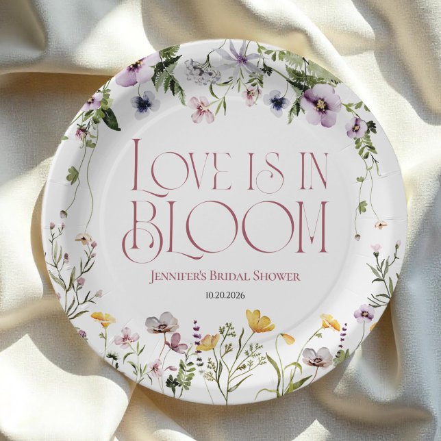 Prato De Papel O Amor Está Florindo | Chás de Cozinha com Aquarel (Criador carregado)