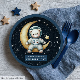 Prato De Papel O Astronauta do Bebê do Urso do Teddy Primeiro Pra