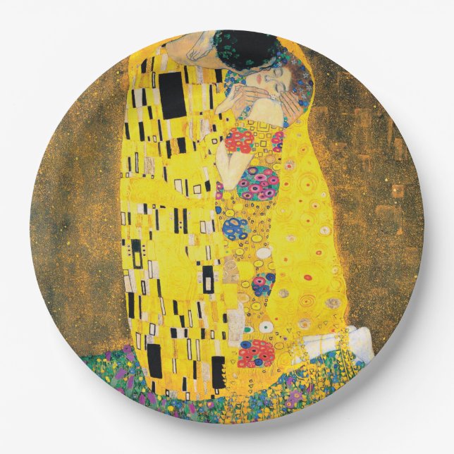Prato De Papel O Beijo de Gustav Klimt (Frente)