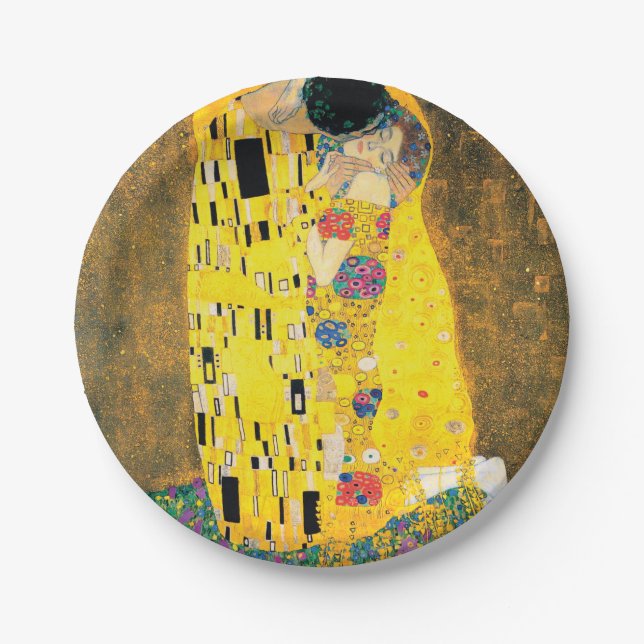 Prato De Papel O beijo por Gustavo Klimt (Frente)