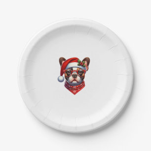 Prato De Papel O Buldogue Francês Santa Hat Frenchie Ugly C
