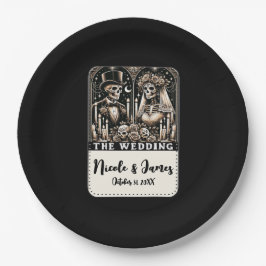 Prato De Papel O CASAMENTO Esqueletos de Tarot Noiva e Noivo