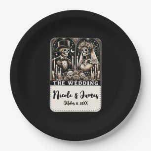 Prato De Papel O CASAMENTO Esqueletos de Tarot Noiva e Noivo