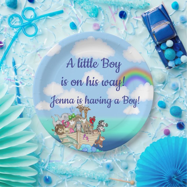 Prato De Papel O Chá de fraldas de Arca de Noah (Festa)